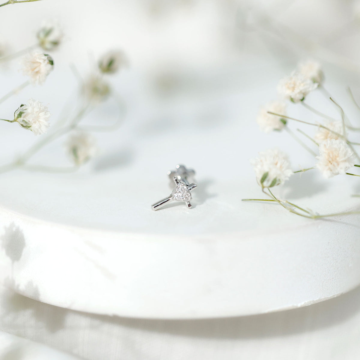Round Natural Diamond Cross Helix Earring