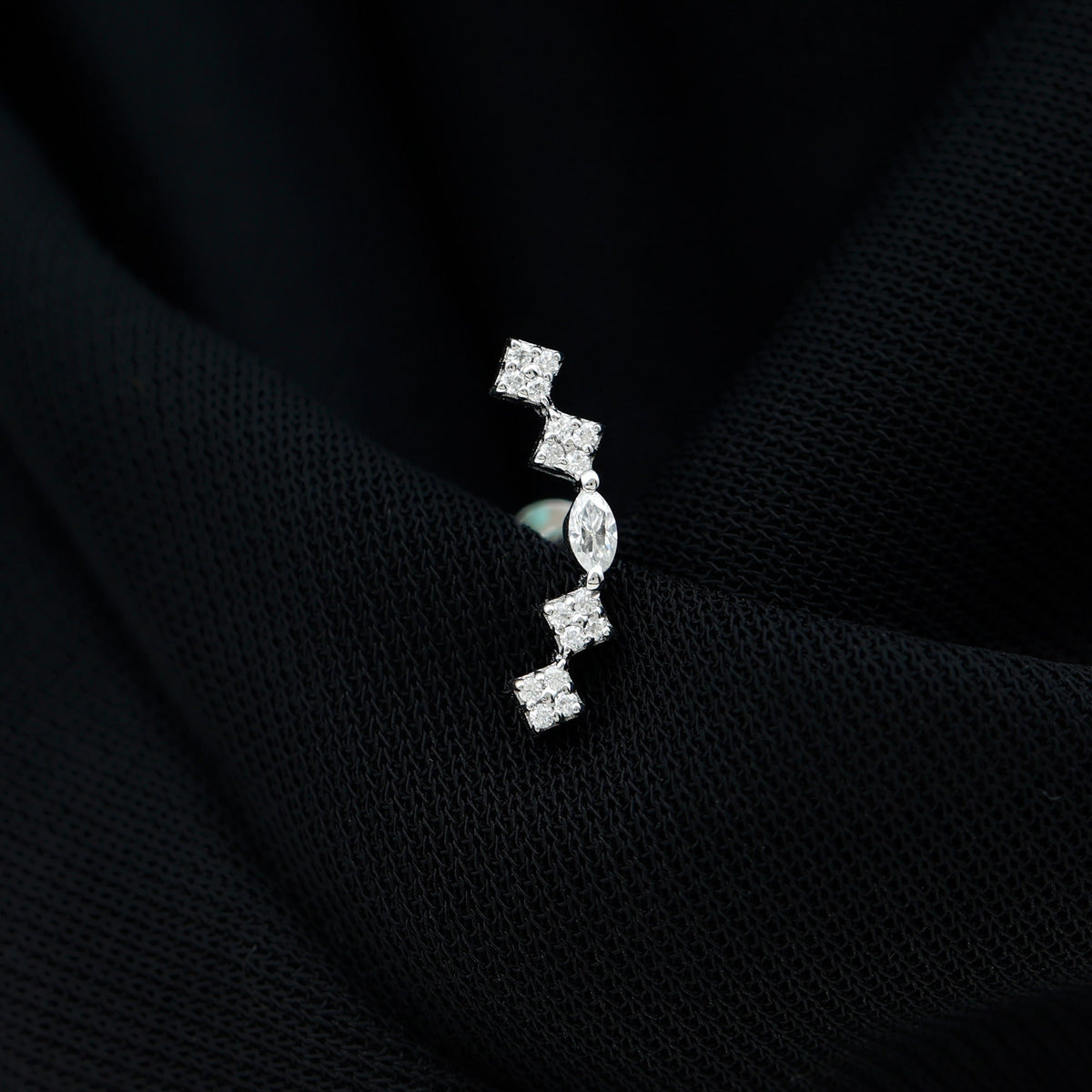 Certified Moissanite Curved Helix Piercing Earring