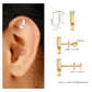 Baguette and Princess Cut Moissanite 2 Stone Helix Earring