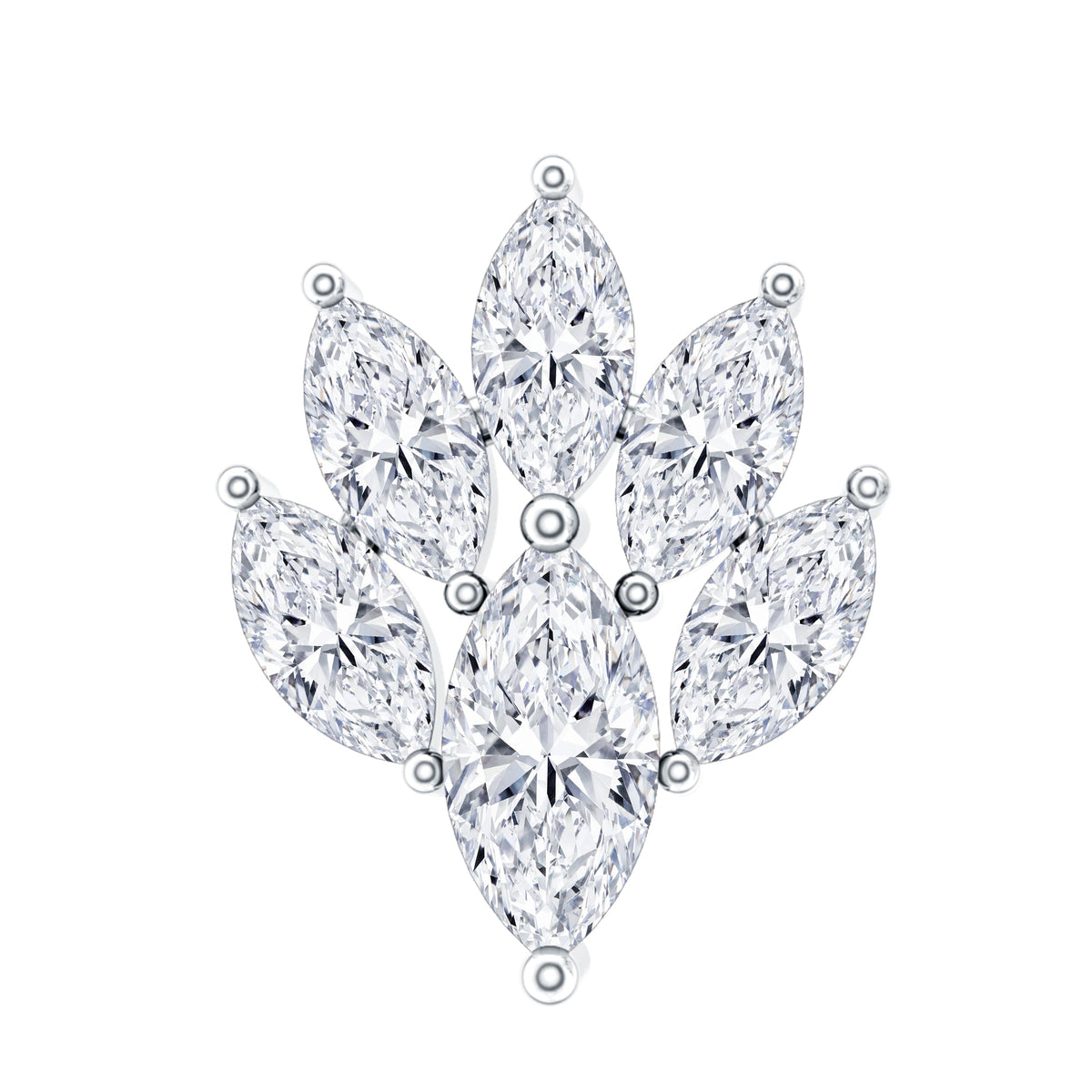 Marquise Moissanite Cluster Leaf Earring for Cartilage Piercing