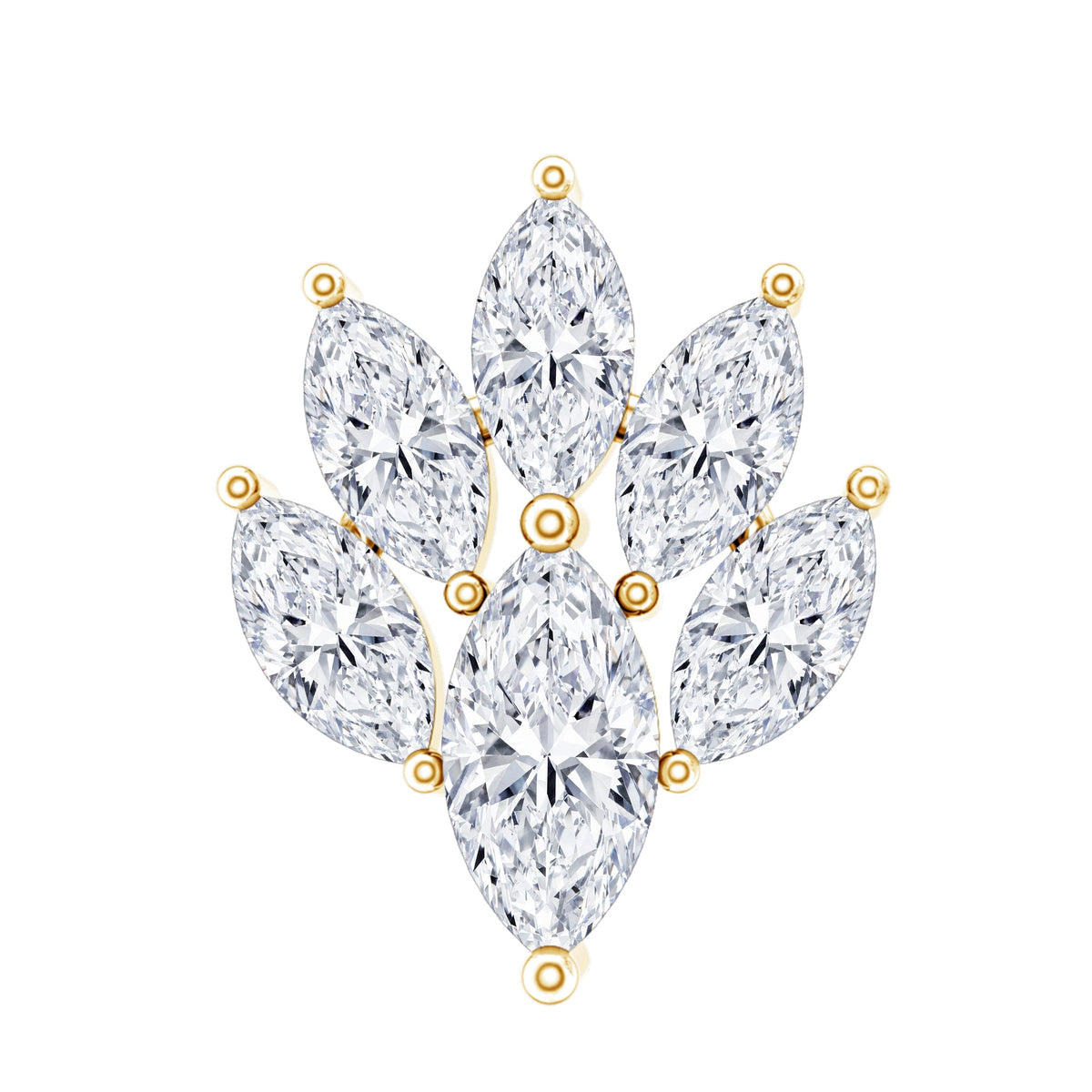 Marquise Moissanite Cluster Leaf Earring for Cartilage Piercing
