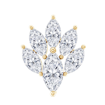 Marquise Moissanite Cluster Leaf Earring for Cartilage Piercing