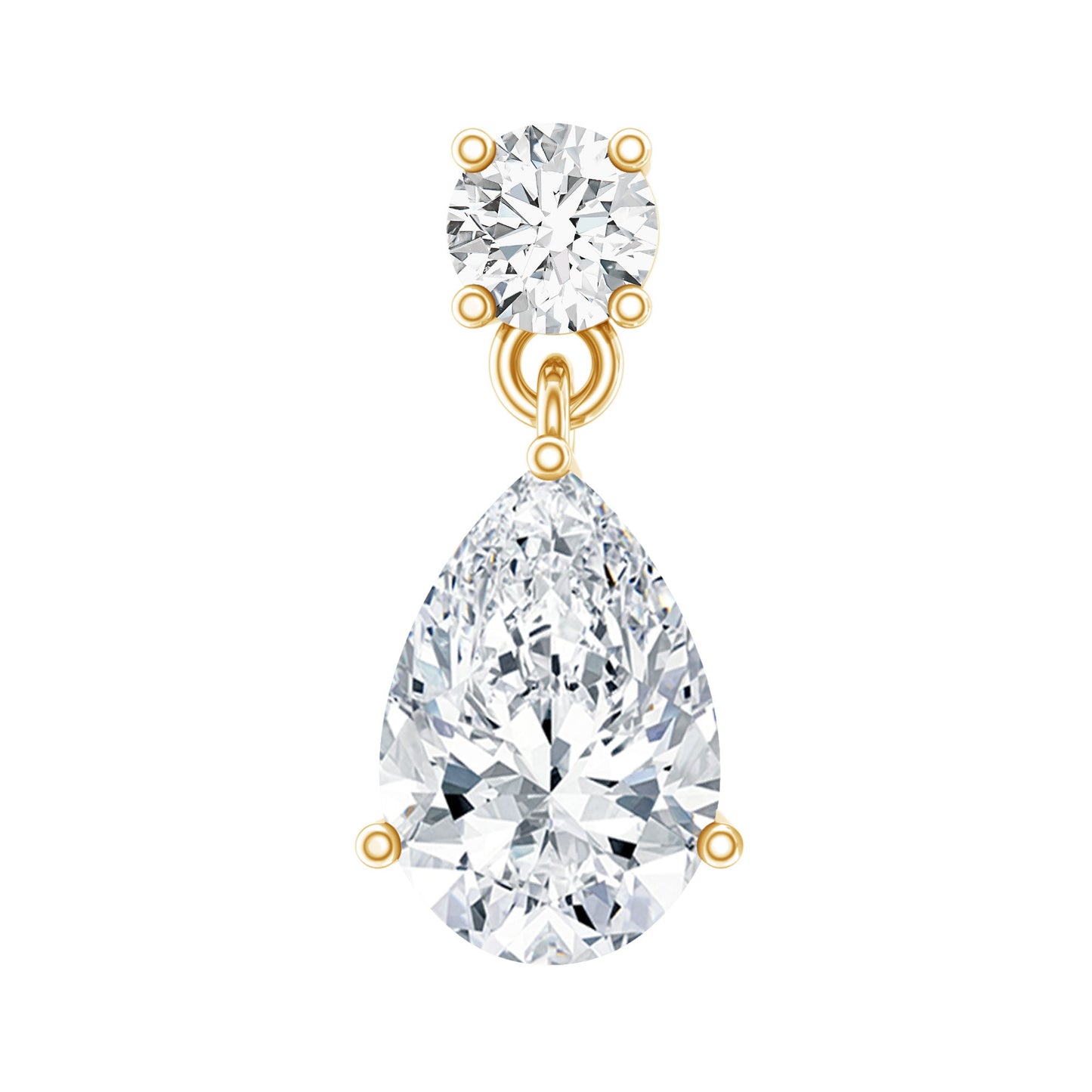 Pear and Round Cut Diamond Stud Drop Helix Earring