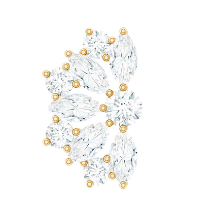 Natural Marquise and Round Diamond Floral Cartilage Earring
