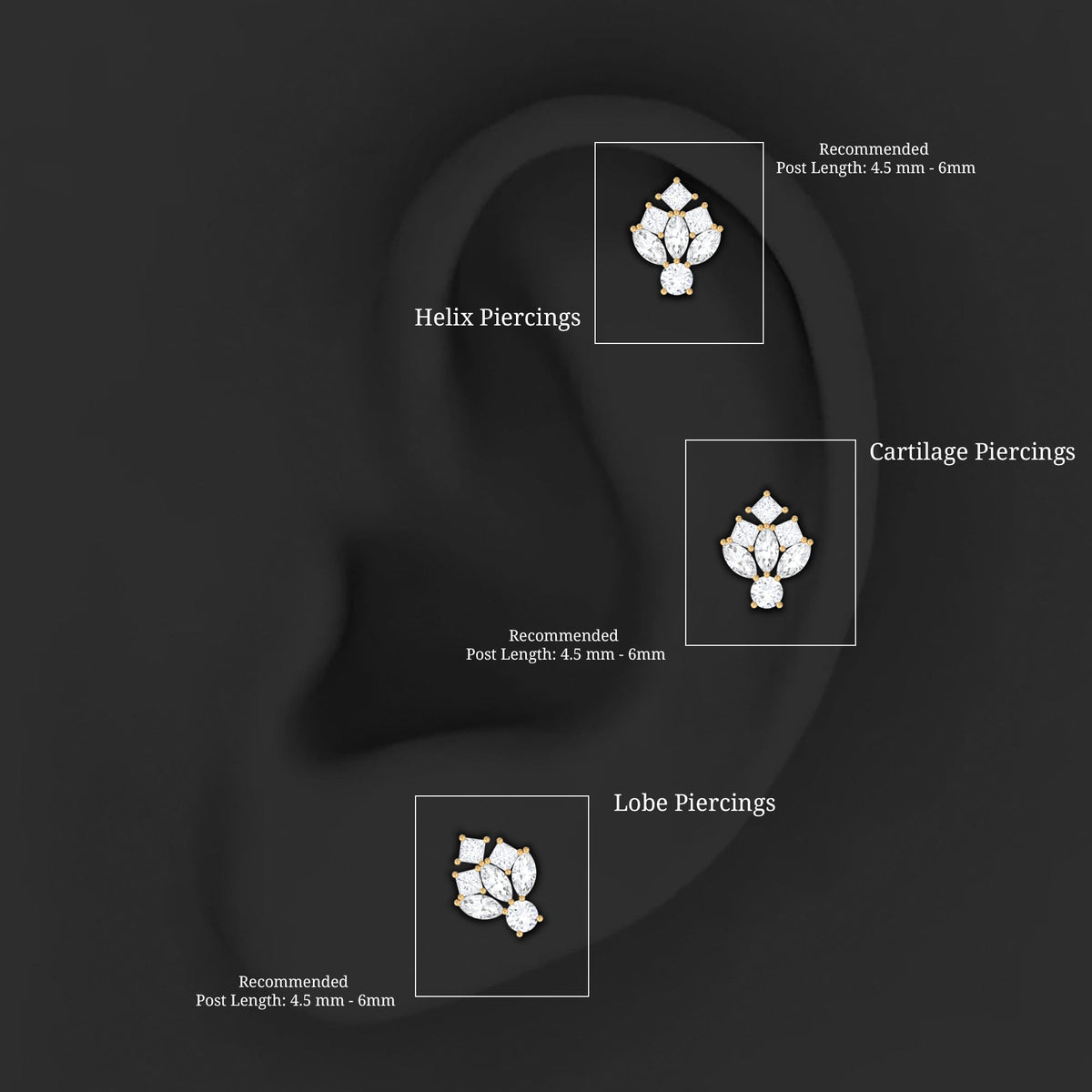 Real Diamond Designer Earring for Cartilage Piercing