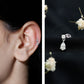 Pear and Round Cut Diamond Stud Drop Helix Earring