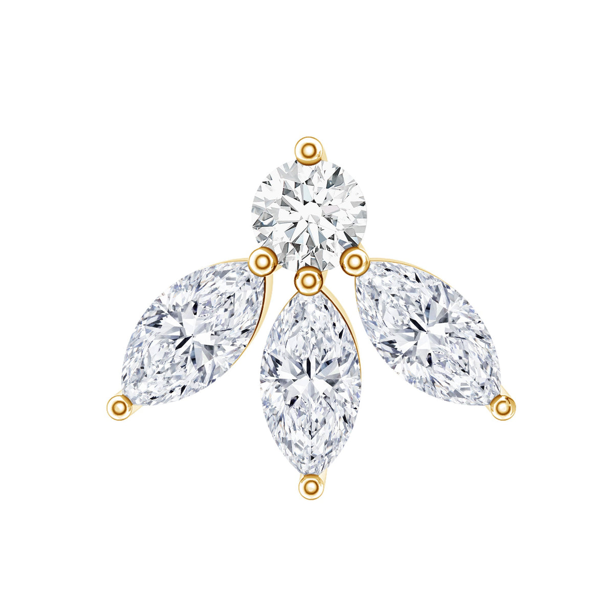 Marquise Shape Diamond Leaf Earring for Helix Piercing