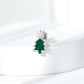 Real Diamond Green Enamel Christmas Tree Cartilage Earring