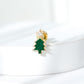 Real Diamond Green Enamel Christmas Tree Cartilage Earring