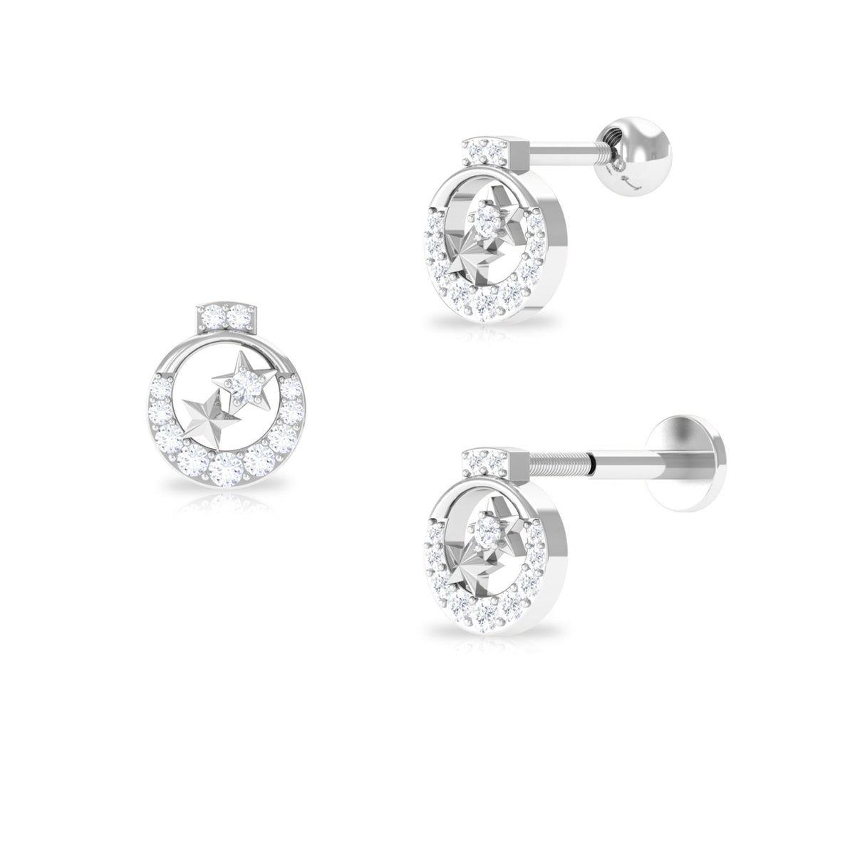 Natural Diamond Star Cartilage Earring