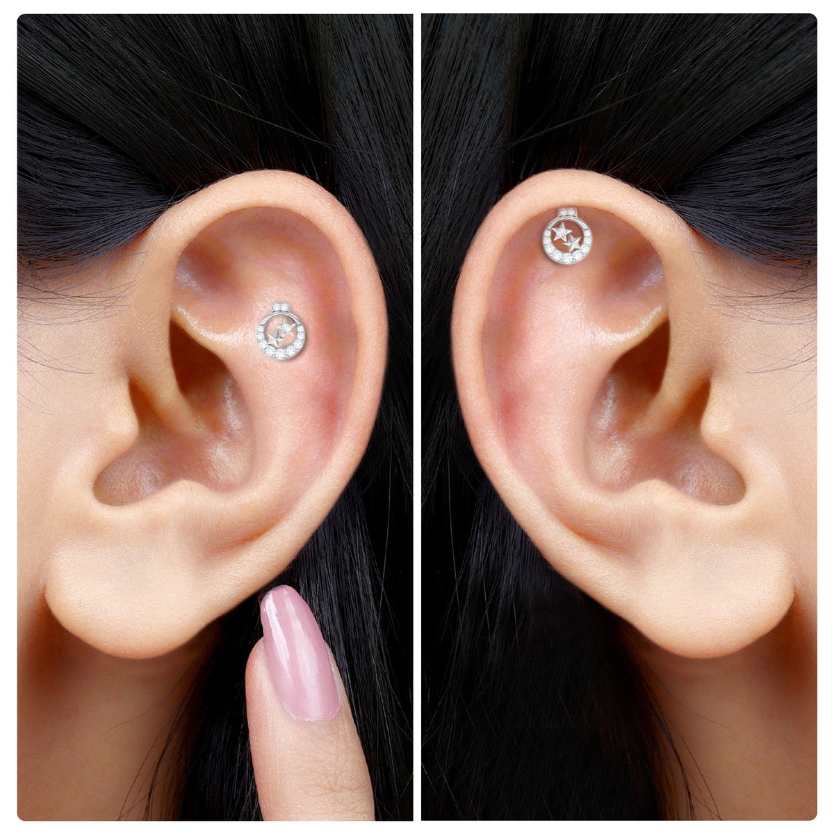 Natural Diamond Star Cartilage Earring