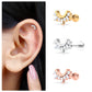 Baguette and Round Moissanite Curved Helix Earring