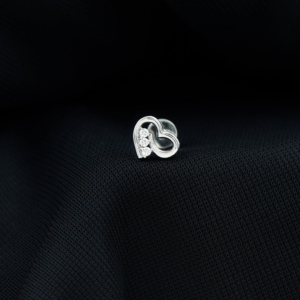 Real Diamond Cute Heart Earring for Helix Piercing
