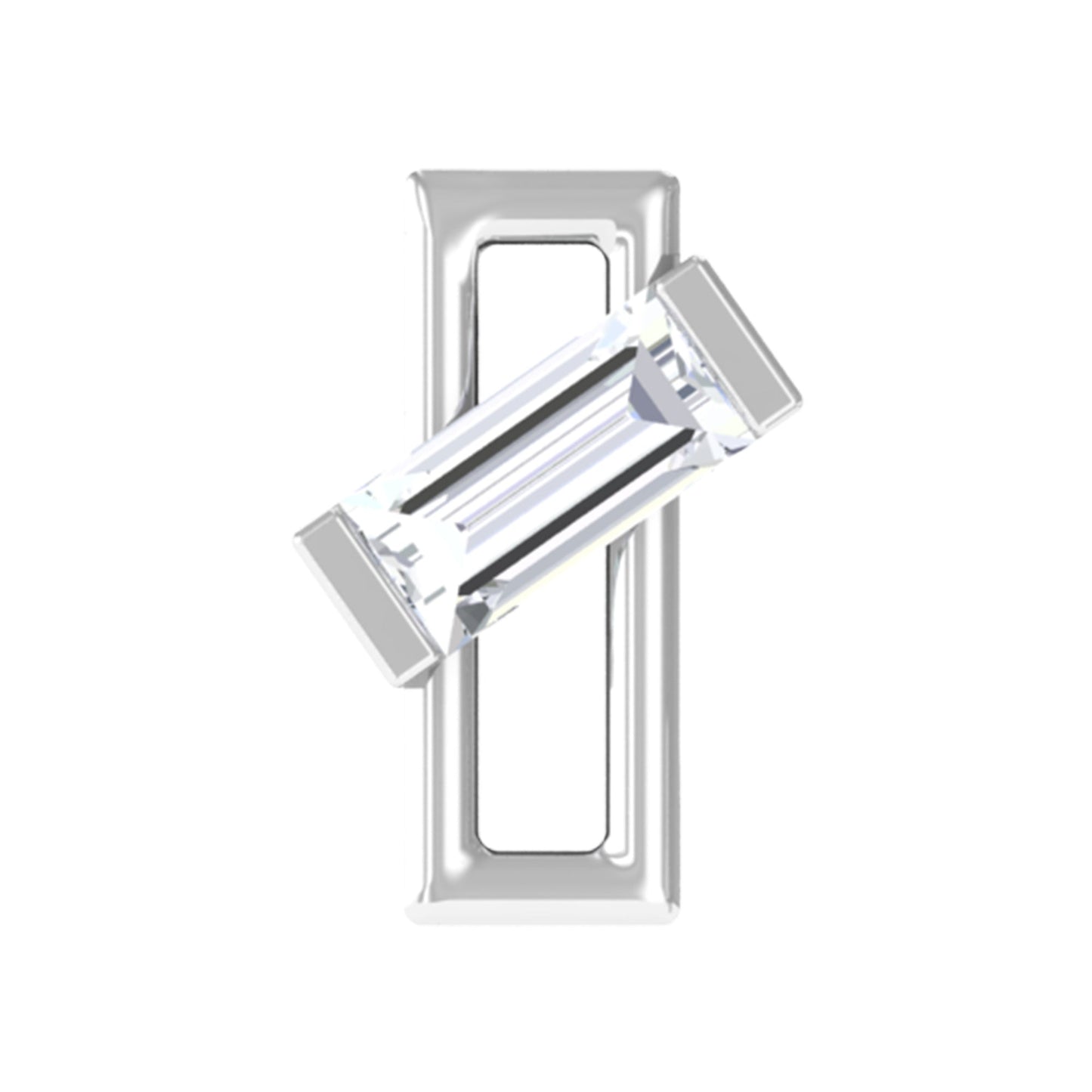 Pendiente de trago minimalista de diamantes baguette en engaste de barra