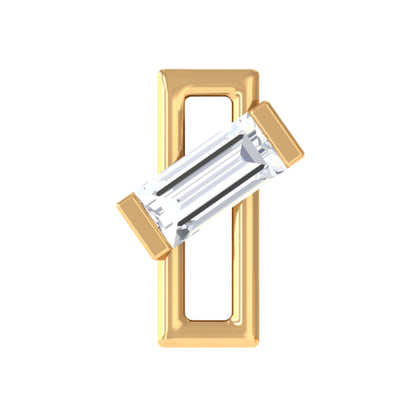 Pendiente de trago minimalista de diamantes baguette en engaste de barra