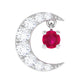 Natural Ruby and Lab Diamond Crescent Moon Helix Earring