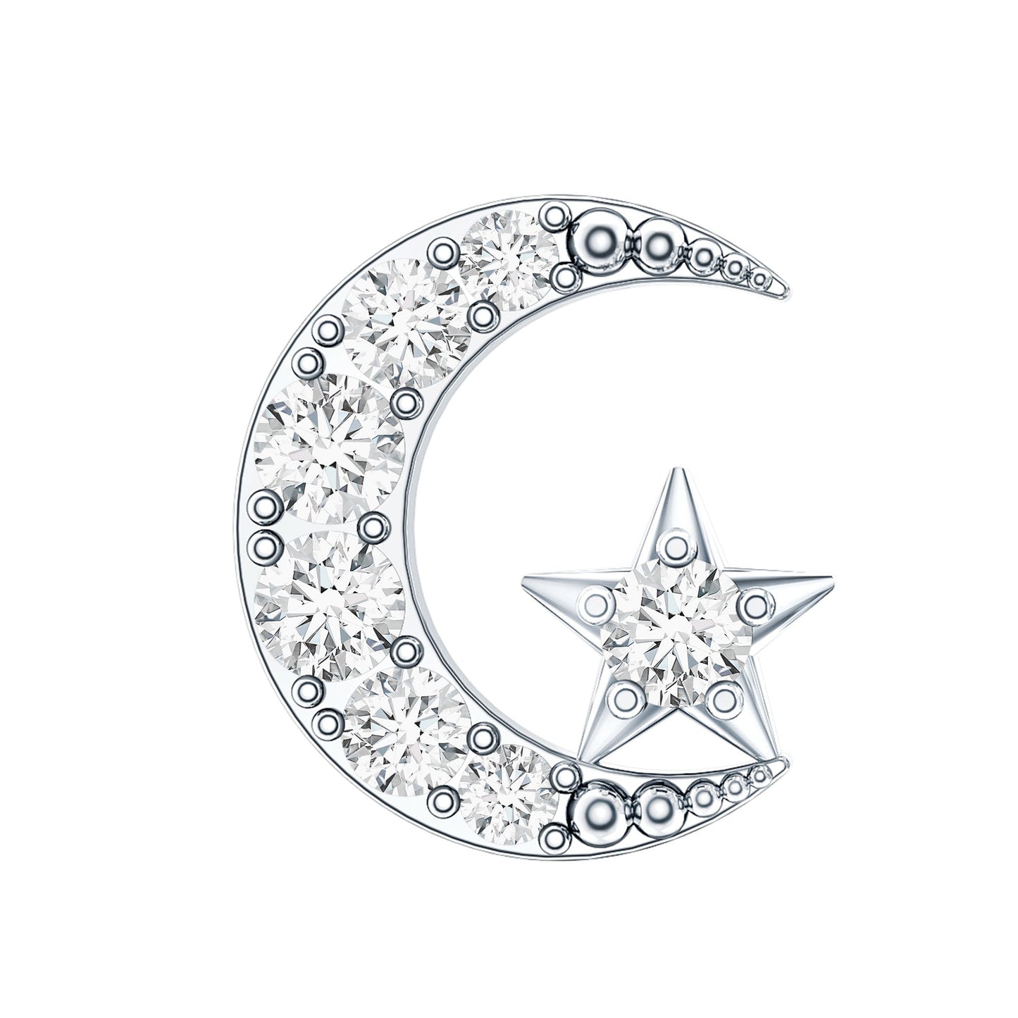 Moissanite Moon and Star Cartilage Earring