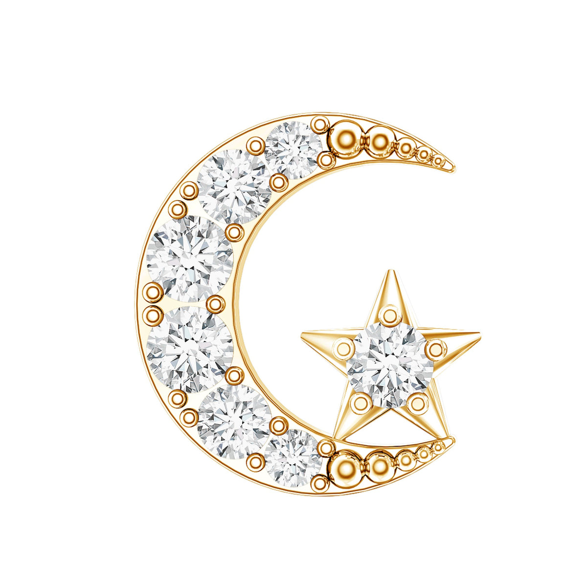 Moissanite Moon and Star Cartilage Earring