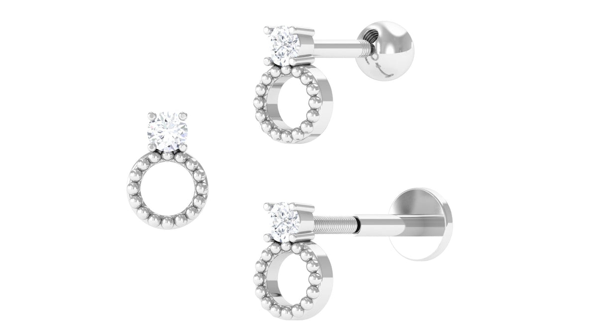 Round Diamond Beaded Circle Tragus Earring
