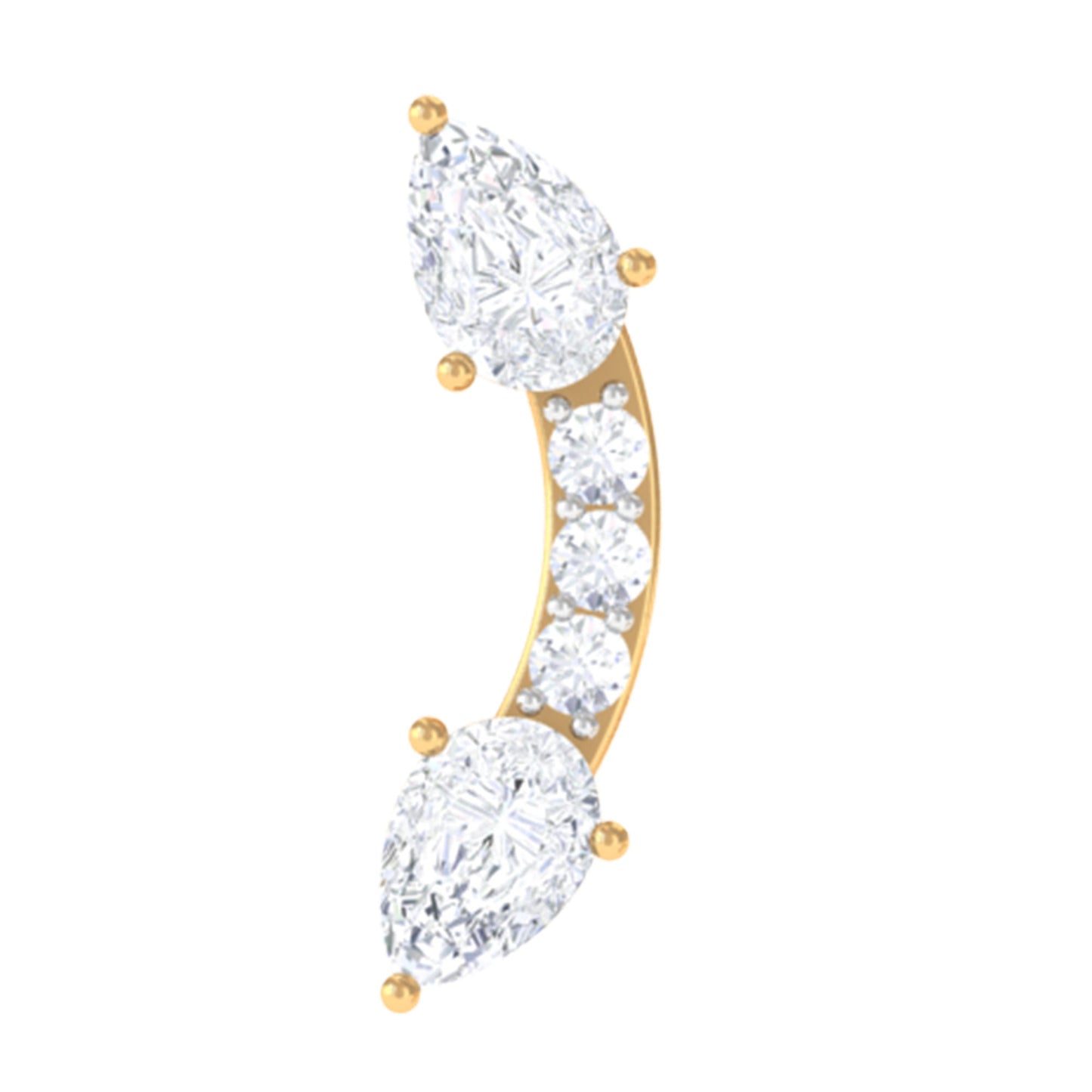 Certified Moissanite Curved Cartilage Earring