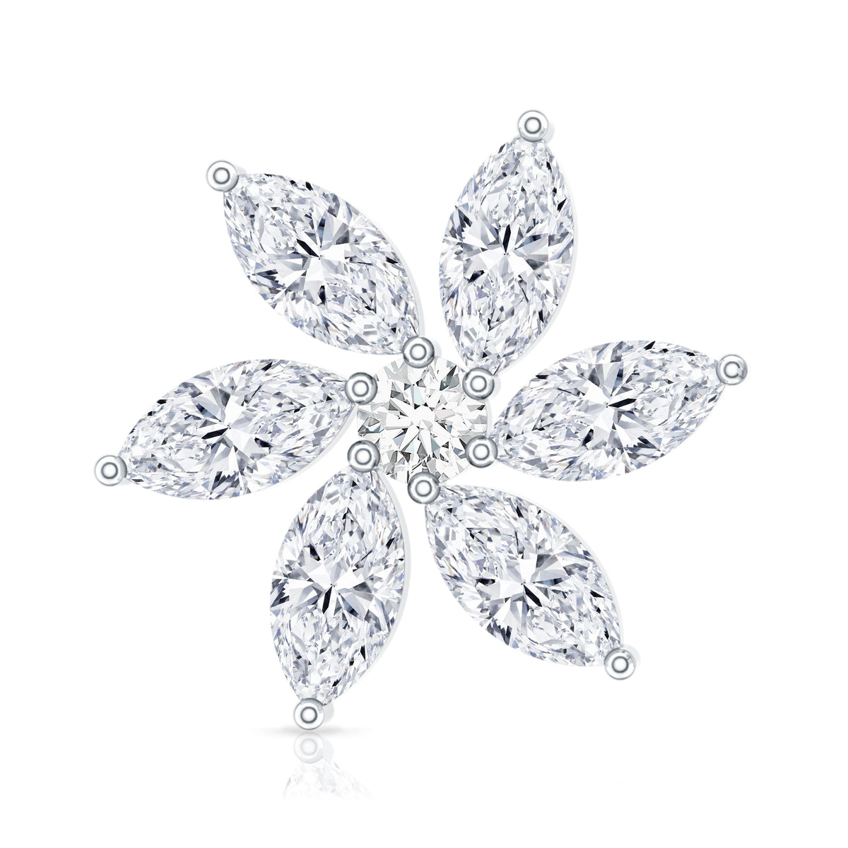 Marquise Moissanite Flower Earring for Cartilage Piercing