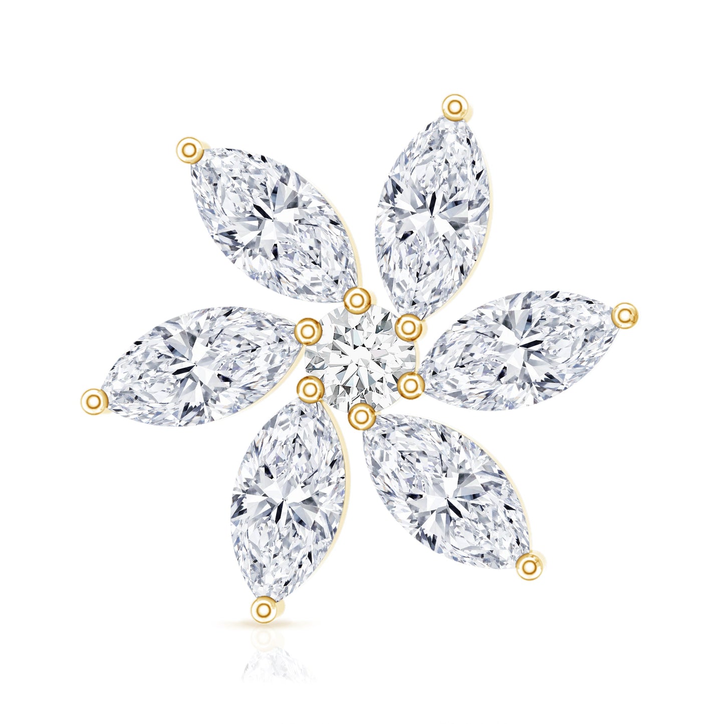 Marquise Moissanite Flower Earring for Cartilage Piercing