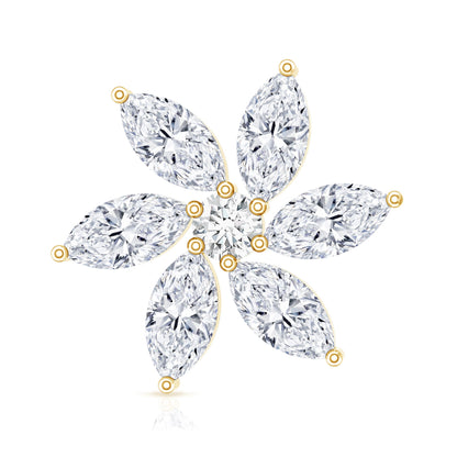 Marquise Moissanite Flower Earring for Cartilage Piercing