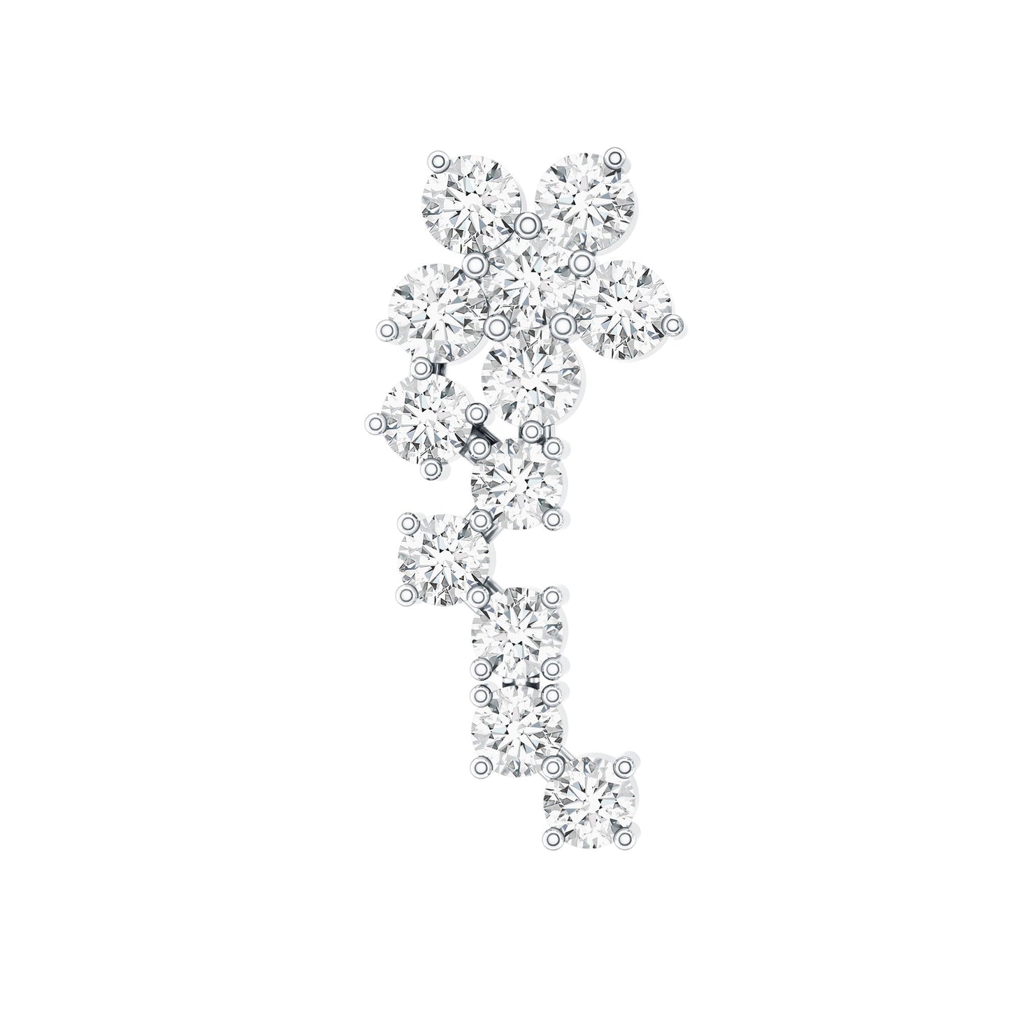 Moissanite Ear Crawler Earring for Cartilage Piercing