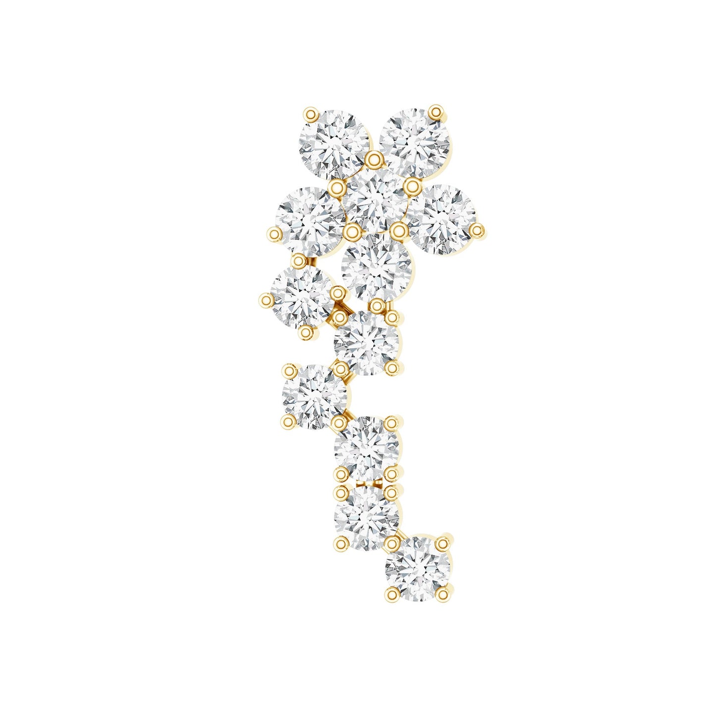 Moissanite Ear Crawler Earring for Cartilage Piercing