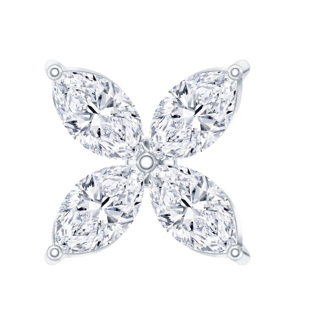 Marquise Cut Moissanite Flower Cartilage Earring