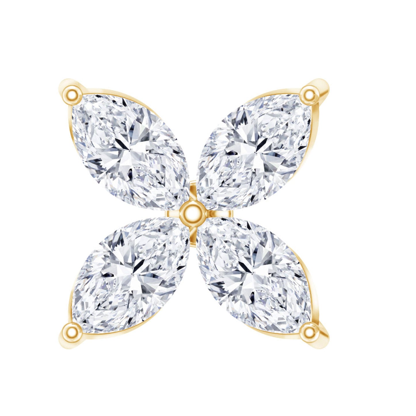Marquise Cut Moissanite Flower Cartilage Earring