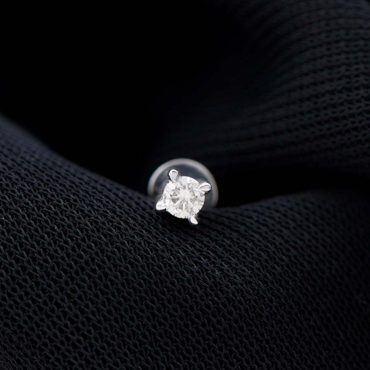 Dainty Round Diamond Conch Earring in Prong Setting