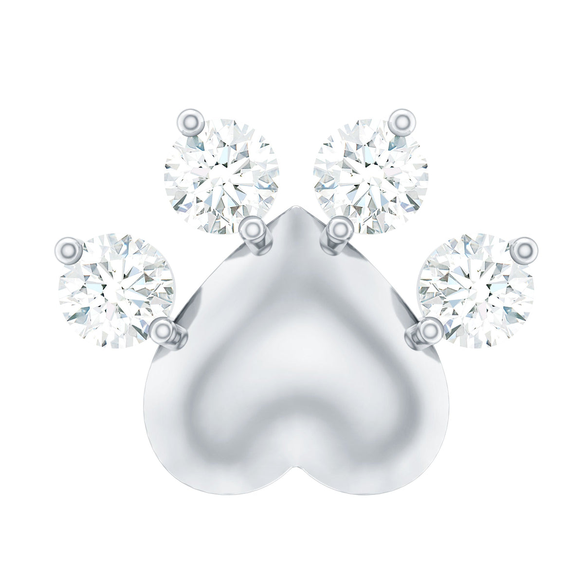 Round Moissanite Heart Paw Earring for Helix Piercing