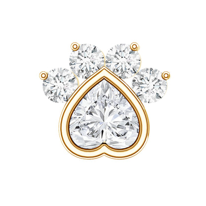 Round and Heart Shape Moissanite Paw Helix Earring