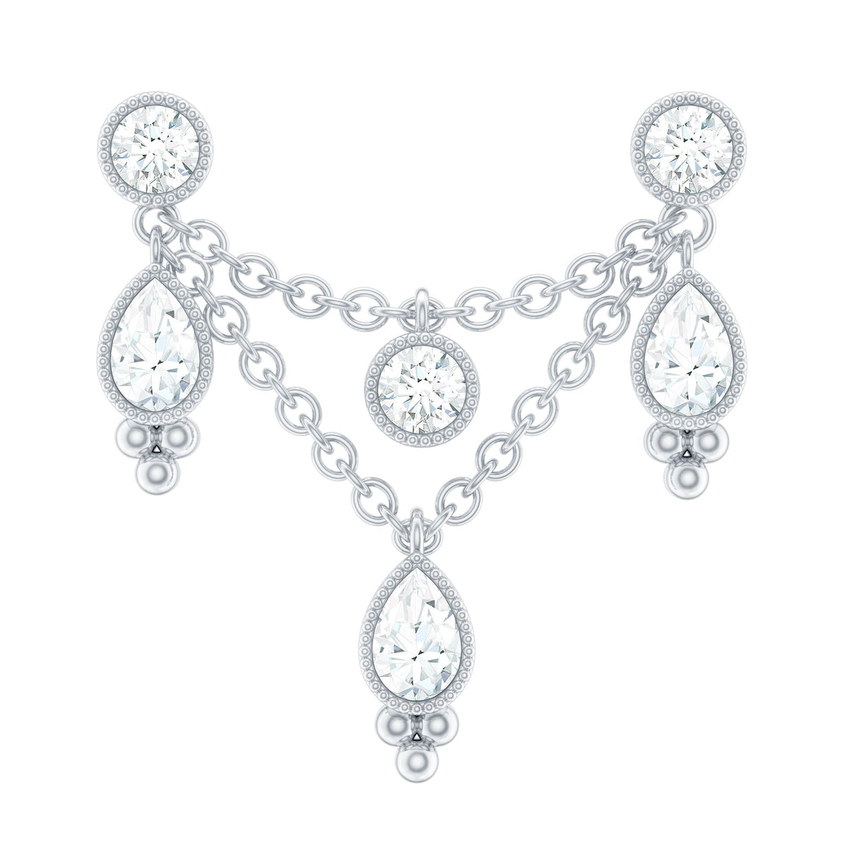 Vintage Inspired Diamond Chain Double Piercing Earring