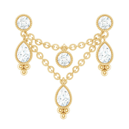 Vintage Inspired Diamond Chain Double Piercing Earring