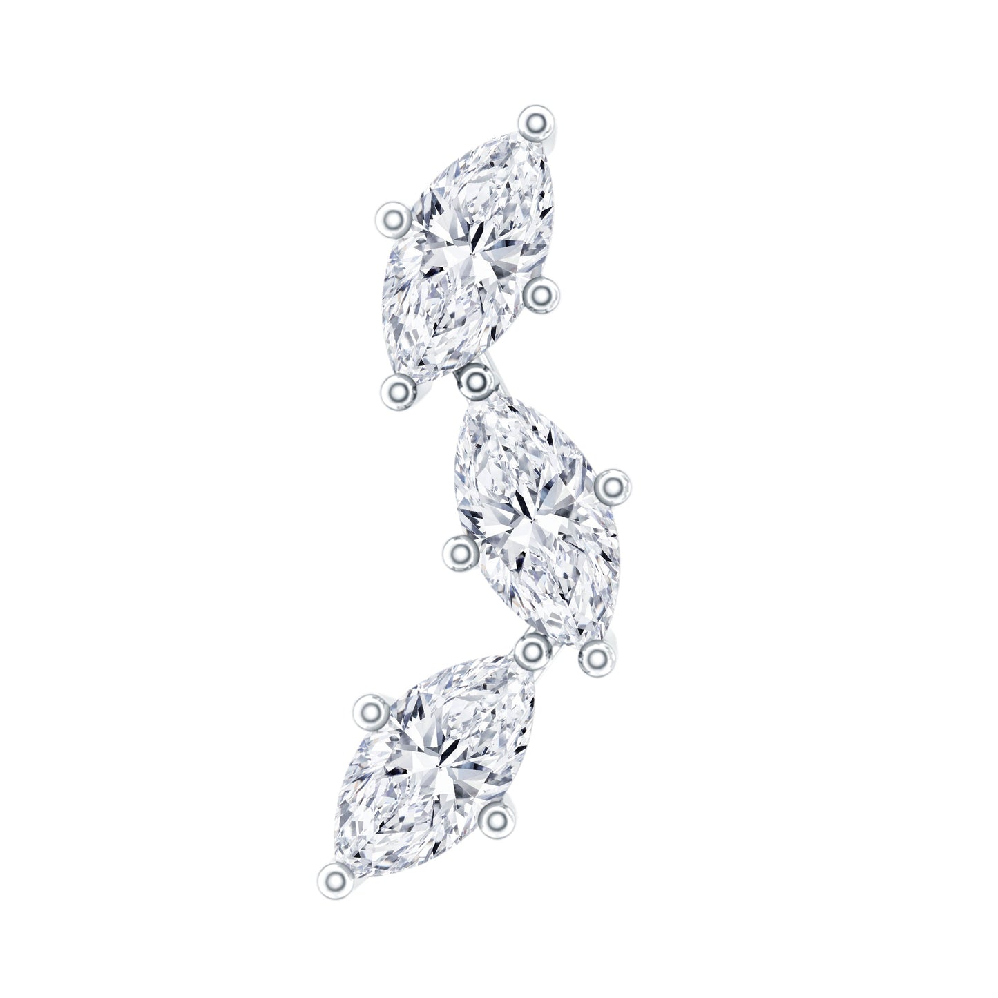 Pendiente de tragus de moissanita con corte marquesa de 3 piedras