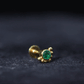 Dainty Round Emerald Tragus Earring with Beaded Detailing