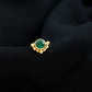 Dainty Round Emerald Tragus Earring with Beaded Detailing