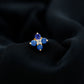 Natural Blue Sapphire Flower Earring for Rook Piercing