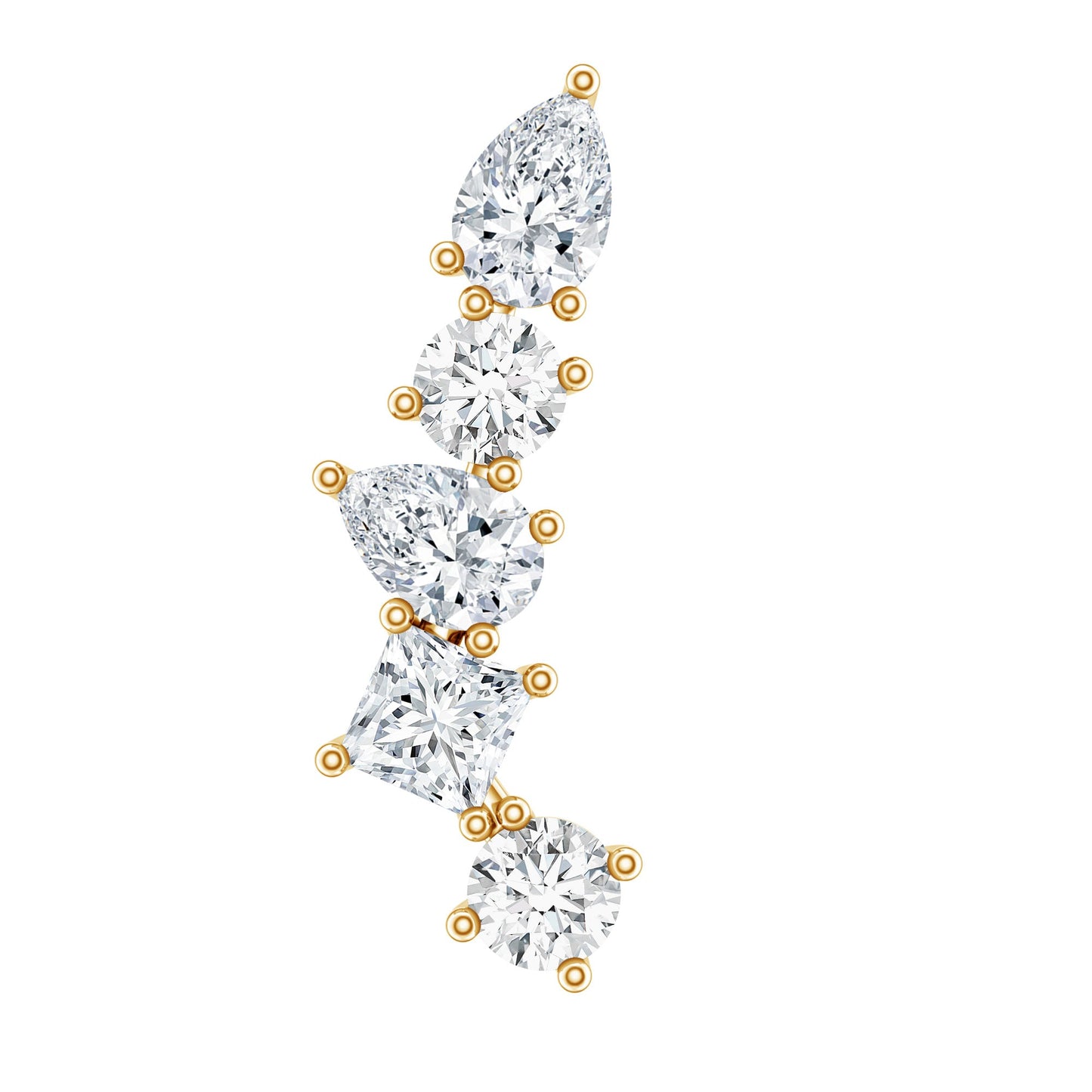 Certified Moissanite Crawler Earring in Prong Setting