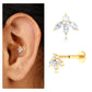 Marquise Shape Diamond Leaf Earring for Helix Piercing