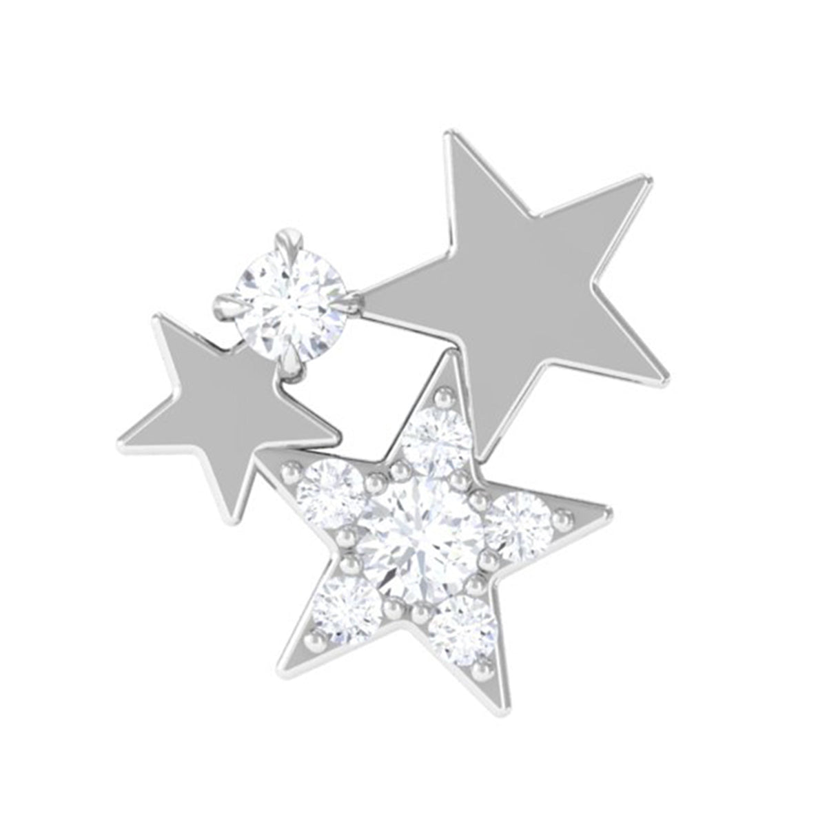 Pendiente de cartílago en forma de estrella con diamante natural talla redonda