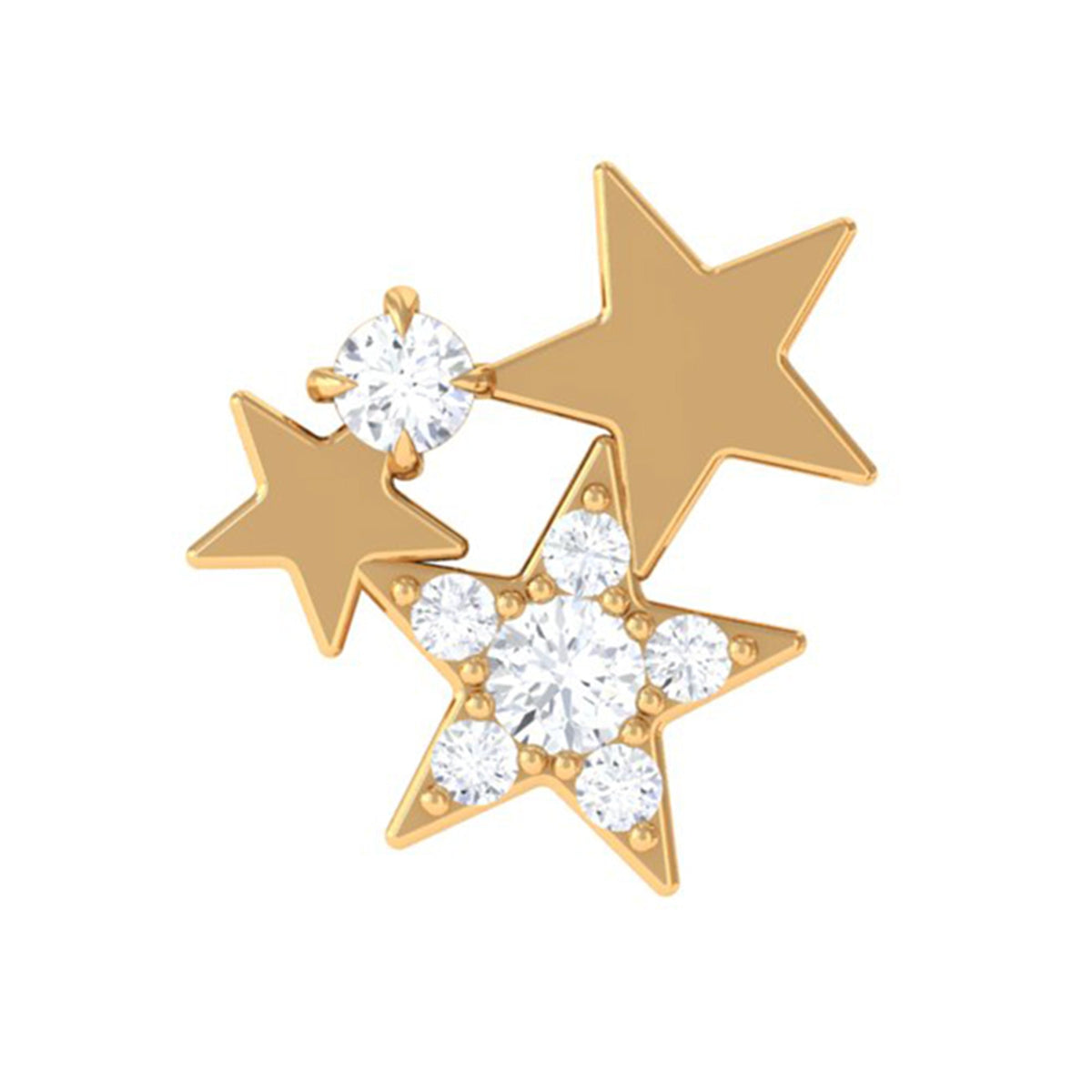 Pendiente de cartílago en forma de estrella con diamante natural talla redonda