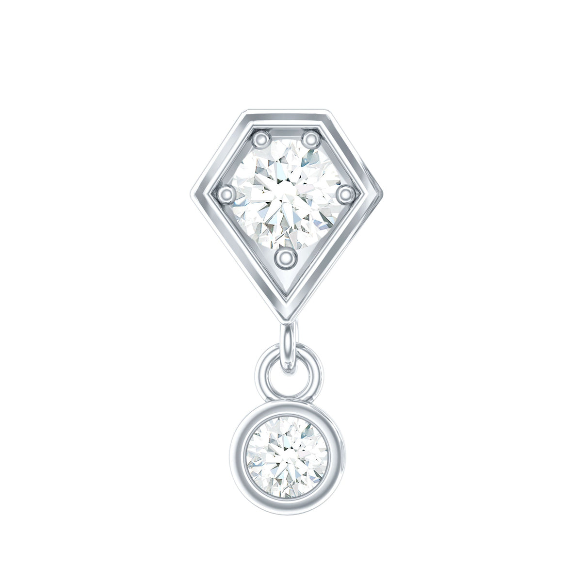 Round Cut Natural Diamond Drop Helix Earring