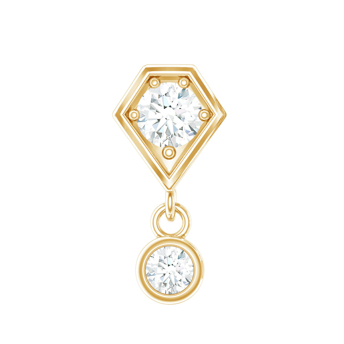 Round Cut Natural Diamond Drop Helix Earring