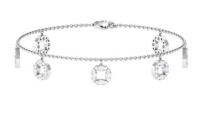Minimal Moissanite Chain Charm Bracelet for Women