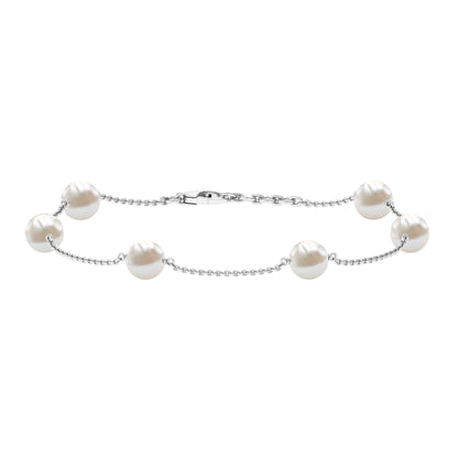 Real Freshwater Pearl Station Bracelet for Women