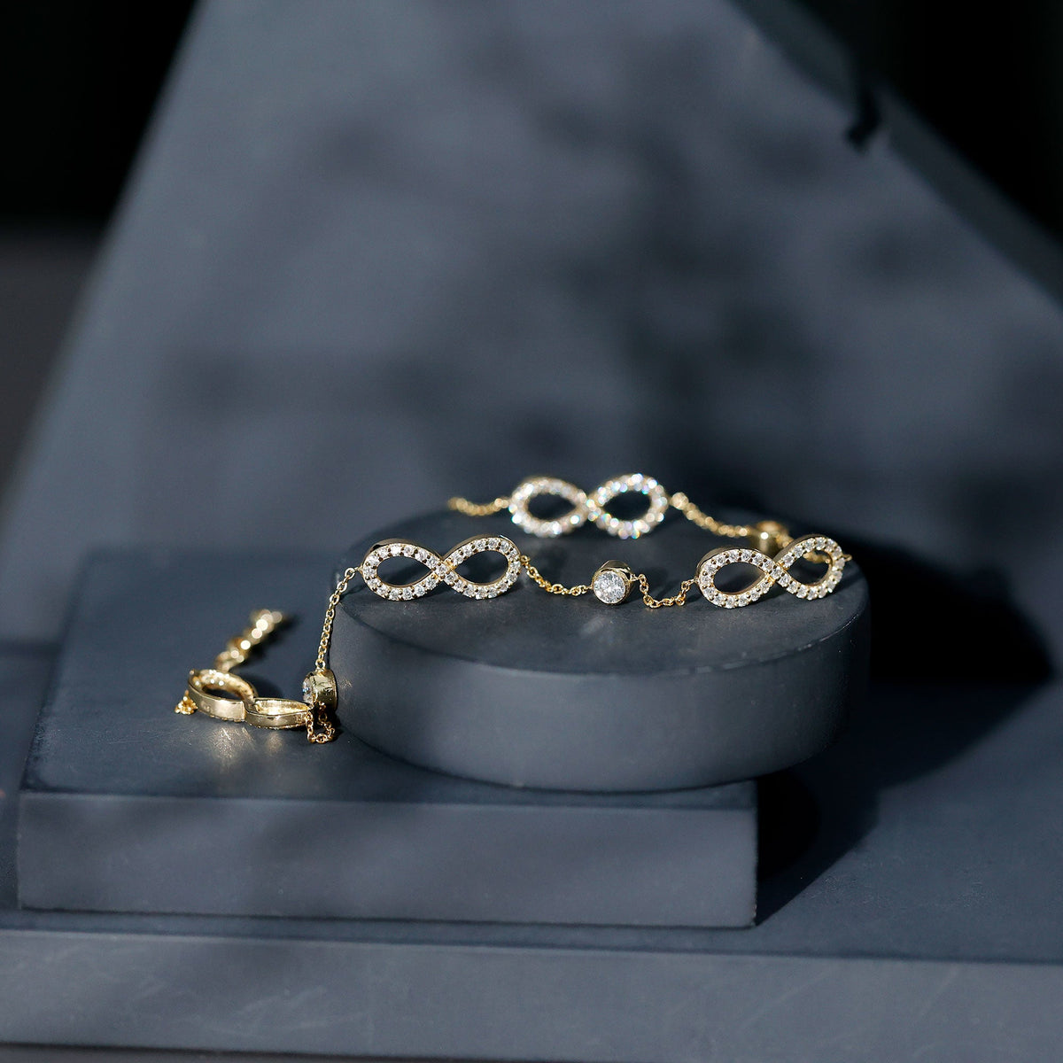 Certified Moissanite Infinity Chain Bracelet