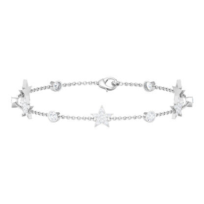 Pulsera de estrella con estación de moissanita certificada para mujer